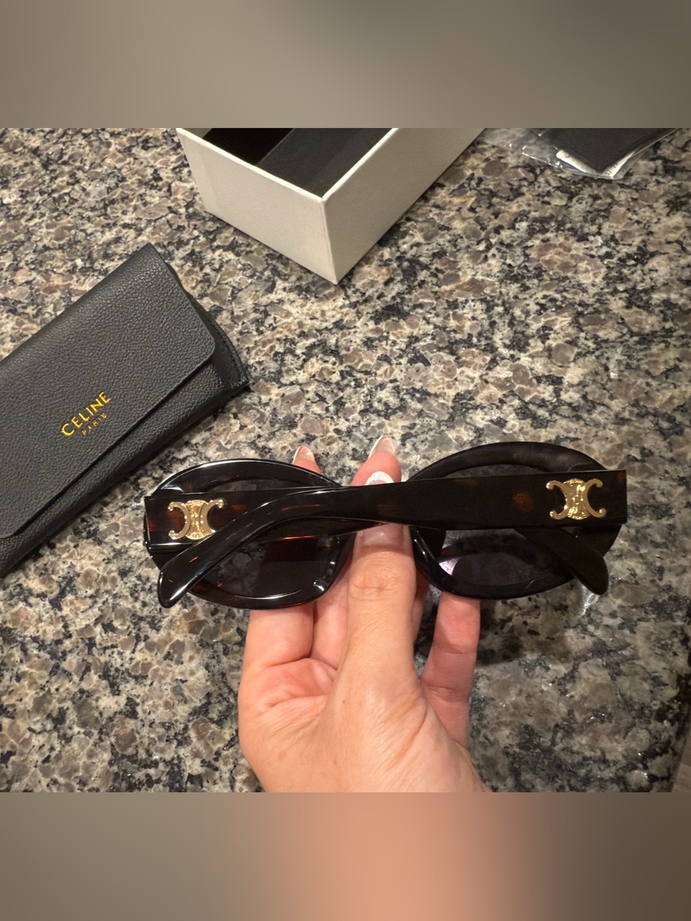 Celine Triomphe Dark Tortoise Oval Sunglasses - Picture 2 of 7